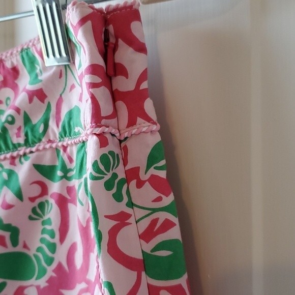 LL BEAN LOBSTER PINK GREEN COTTON SKIRT SIZE 8 PREPPY BRIGHT SUMMER BEACHY - Picture 7 of 9